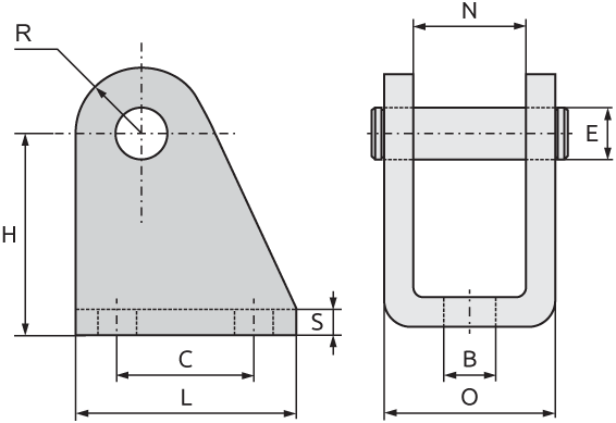 Габариты угловой монтажной стойки с боковыми проушинами CME-AB3